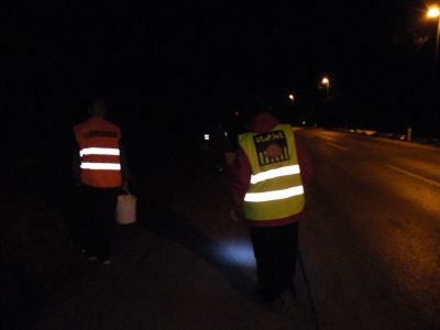 ... in večernem prenašanju živali čez cesto.